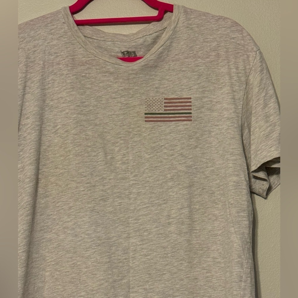 Support Our Troops American Pride  Graphic Print Gray T-Shirt